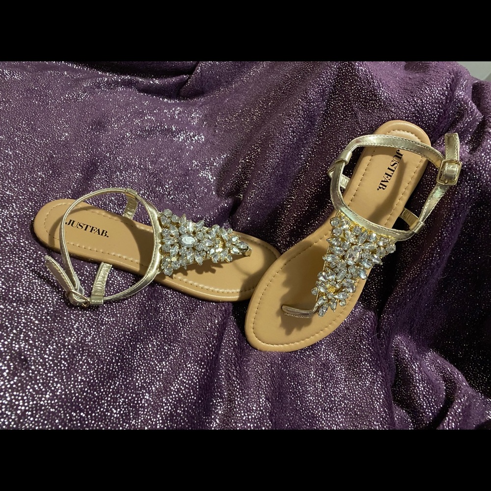 Jeweled flat sandals